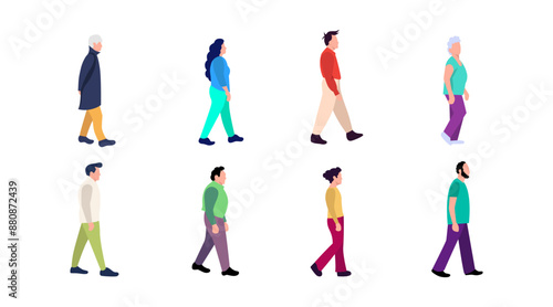flat vector illustration of person walking pose
