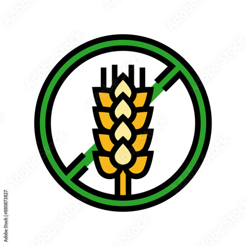 gluten free product label warning color icon vector. gluten free product label warning sign. isolated symbol illustration