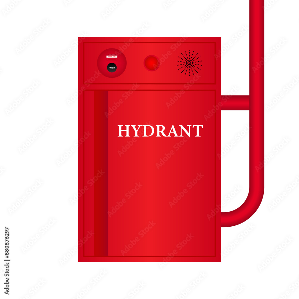Obraz premium Fire Hydrant Box. Red Fire Hydrant. Vector Illustration Isolated on White Background. 
