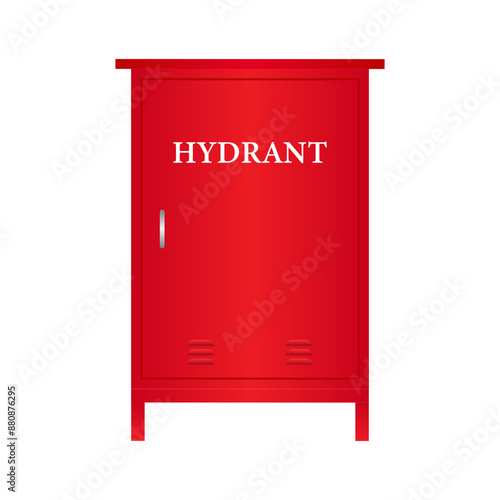Fire Hydrant Box. Red Fire Hydrant. Vector Illustration Isolated on White Background. 