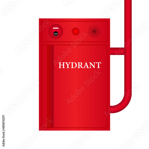Fire Hydrant Box. Red Fire Hydrant. Vector Illustration Isolated on White Background. 