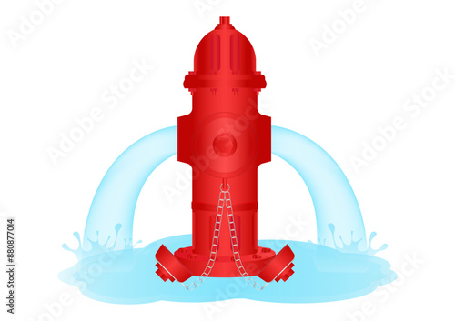 Red Fire Hydrant. Vector Illustration Isolated on White Background.