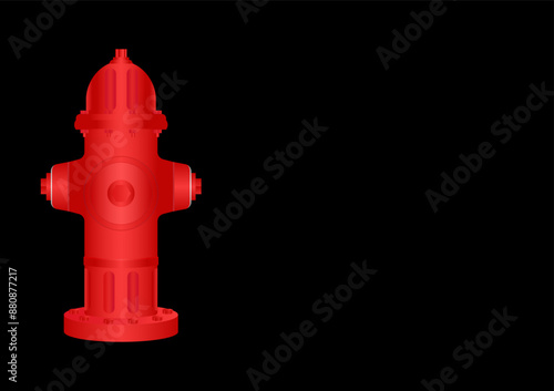 Red Fire Hydrant. Vector Illustration Isolated on Black Background.