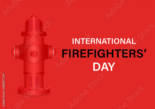 Red Fire Hydrant. International Firefighters Day. Vector Illustration.