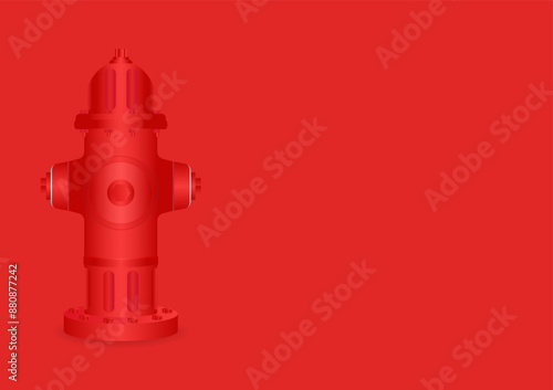 Red Fire Hydrant. Vector Illustration Isolated on Red Background.