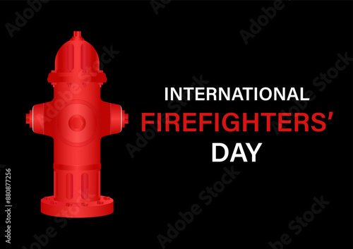 Red Fire Hydrant. International Firefighters Day. Vector Illustration.