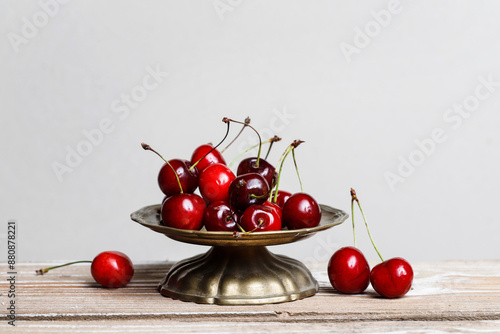Fresh cherries on the table.