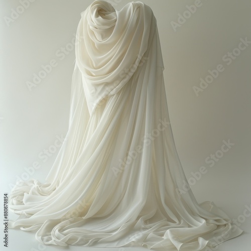 Array of floating white fabrics