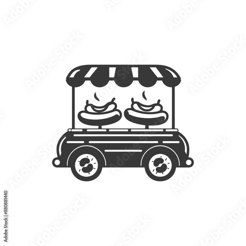 hotdog street vendor minimalist logo or symbol black color only