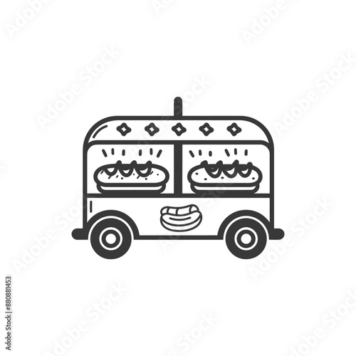 hotdog street vendor minimalist logo or symbol black color only