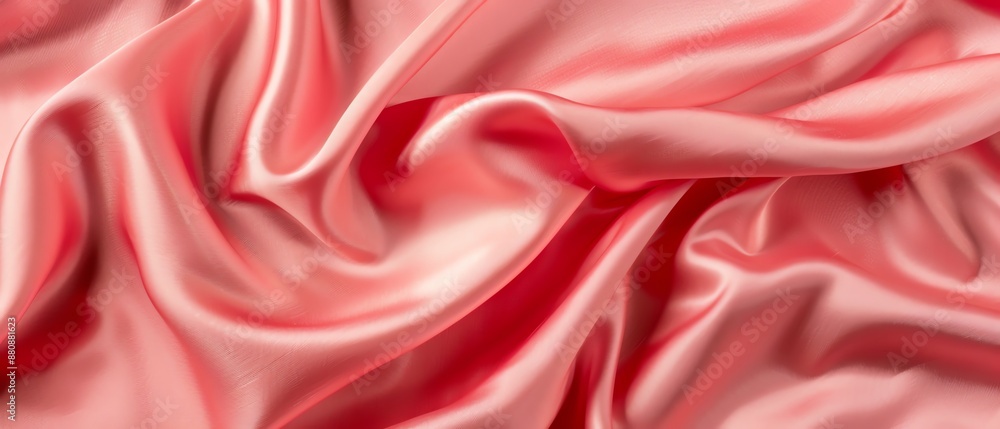 Close-up of soft, pink satin fabric with elegant folds. Close-up of soft, pink satin fabric with elegant folds.
