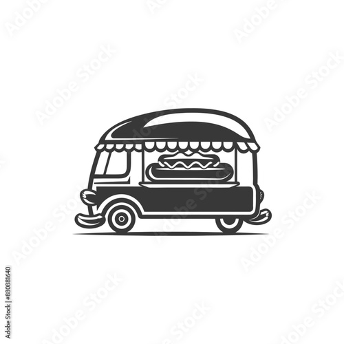 hotdog street vendor minimalist logo or symbol black color only