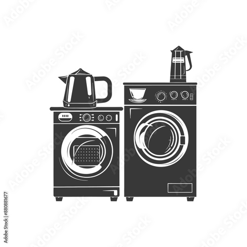 household appliances minimalist logo or symbol black color only