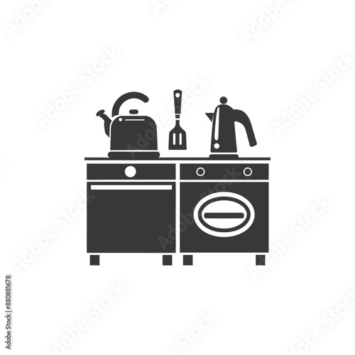 household appliances minimalist logo or symbol black color only