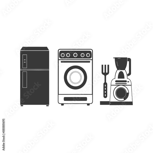 household appliances minimalist logo or symbol black color only