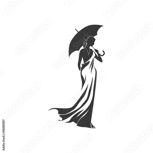 indian women wearing saree minimalist logo or symbol black color only