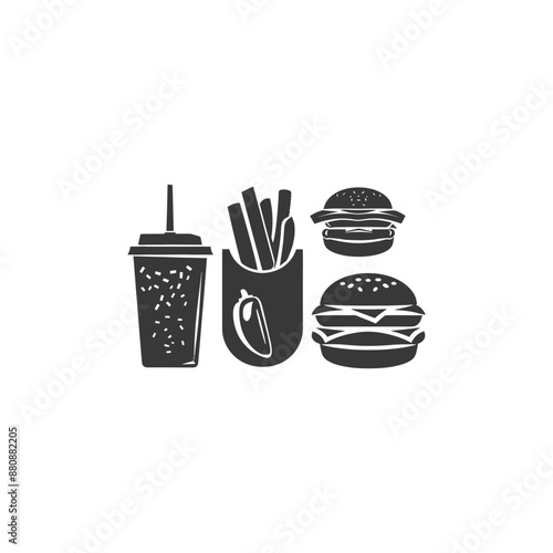 junk food minimalist logo or symbol black color only