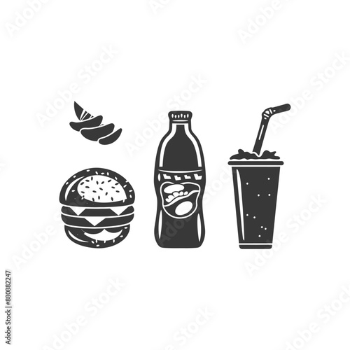 junk food minimalist logo or symbol black color only