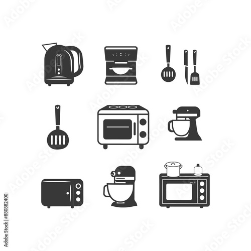 kitchen and household appliances minimalist logo or symbol black color only