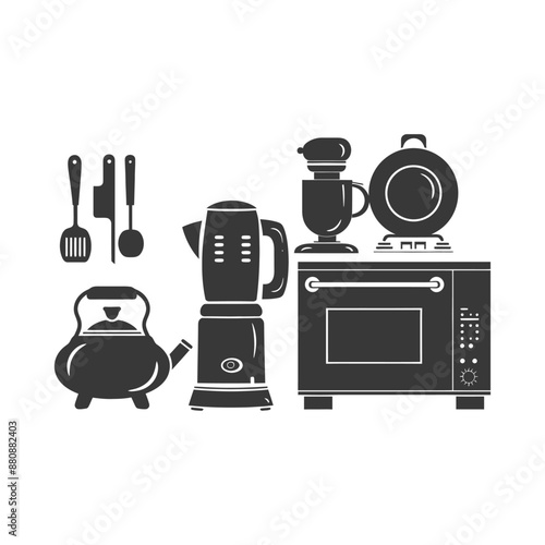 kitchen and household appliances minimalist logo or symbol black color only