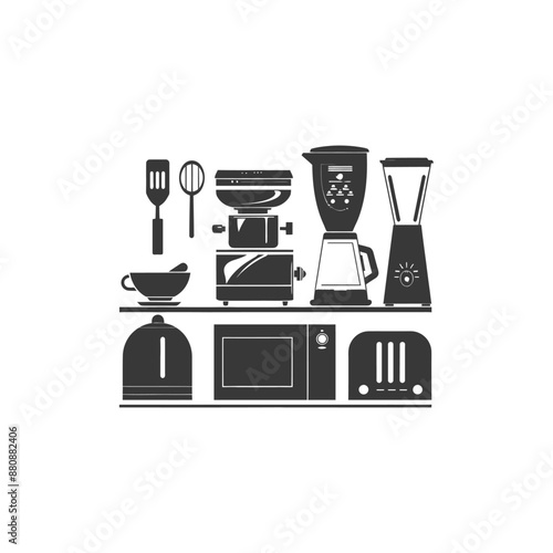 kitchen and household appliances minimalist logo or symbol black color only