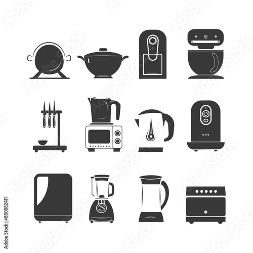 kitchen and household appliances minimalist logo or symbol black color only