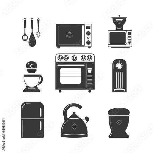 kitchen and household appliances minimalist logo or symbol black color only