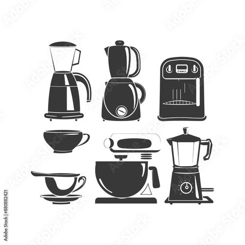 kitchen and household appliances minimalist logo or symbol black color only