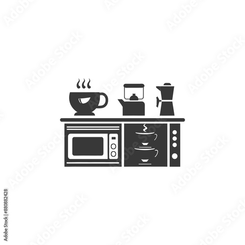 kitchen appliances minimalist logo or symbol black color only