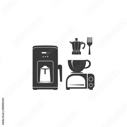 kitchen appliances minimalist logo or symbol black color only