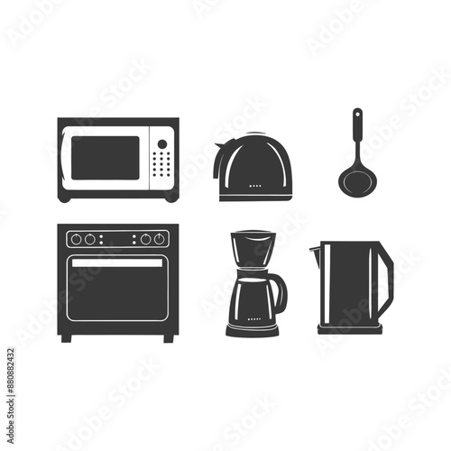 kitchen appliances minimalist logo or symbol black color only