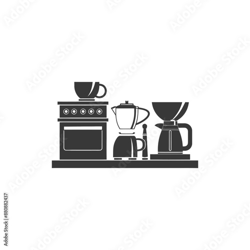 kitchen appliances minimalist logo or symbol black color only