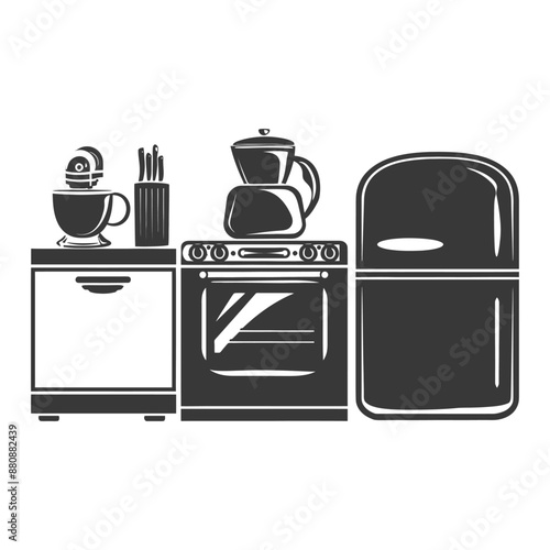 kitchen appliances minimalist logo or symbol black color only