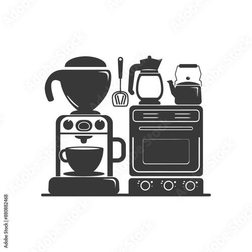 kitchen appliances minimalist logo or symbol black color only