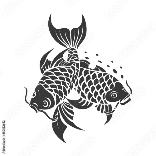 koinobori carp shaped windsocks minimalist logo or symbol black color only