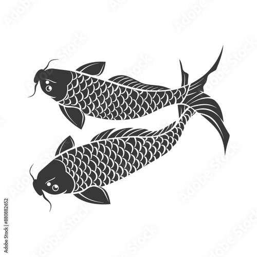koinobori carp shaped windsocks minimalist logo or symbol black color only