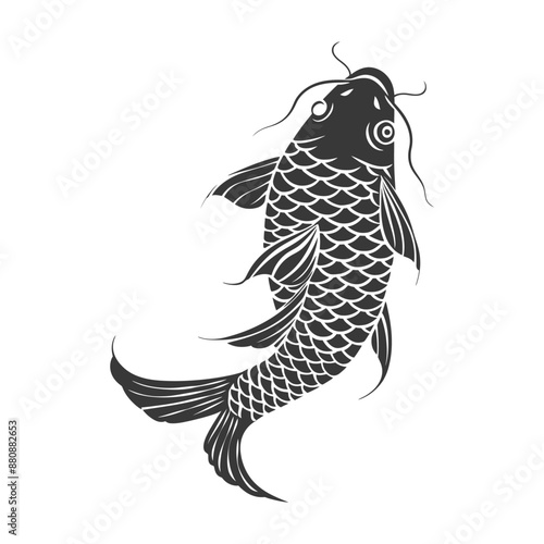koinobori carp shaped windsocks minimalist logo or symbol black color only