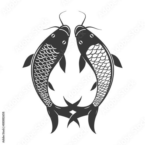 koinobori carp shaped windsocks minimalist logo or symbol black color only