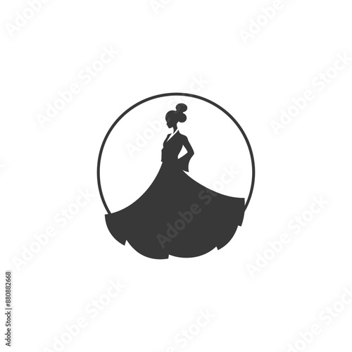korean women wearing hanbok minimalist logo or symbol black color only