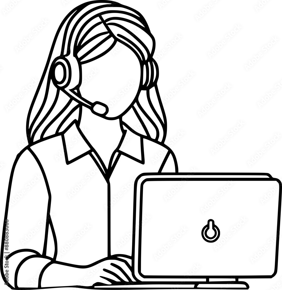 Female customer service, customer support online, woman working on laptop
