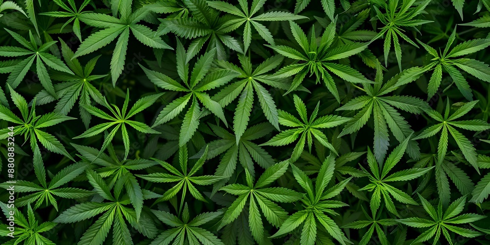 Overhead view of symmetrically arranged cannabis plants in lattice pattern. Concept Overhead, Cannabis Plants, Symmetrical Arrangement, Lattice Pattern Overhead view of symmetrically arranged cannabis plants in lattice pattern. Concept Overhead, Cannabis Plants, Symmetrical Arrangement, Lattice Pattern