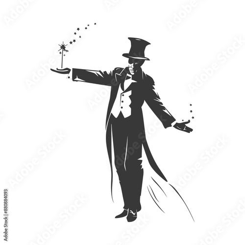 magician man minimalist logo or symbol black color only