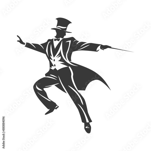 magician man minimalist logo or symbol black color only