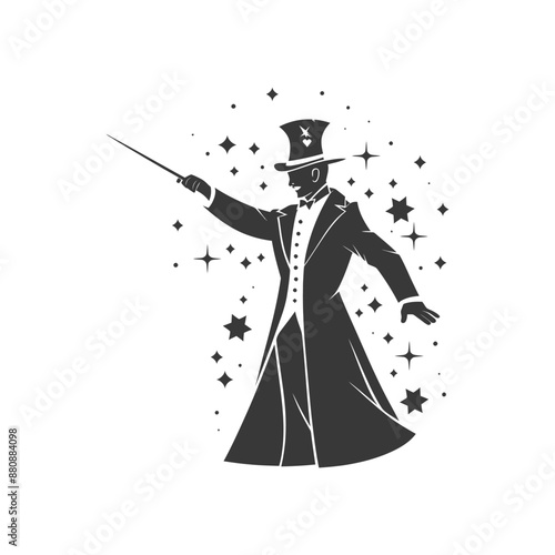 magician man minimalist logo or symbol black color only