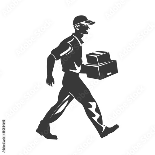 man carry goods minimalist logo or symbol black color only