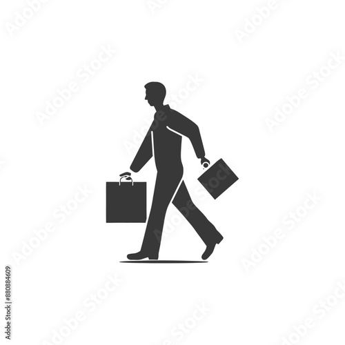man carry goods minimalist logo or symbol black color only