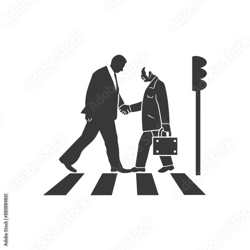 man helps the senior citizen minimalist logo or symbol black color only