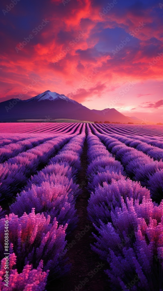 lavender field with a mountain in the background. lavender field with a mountain in the background.