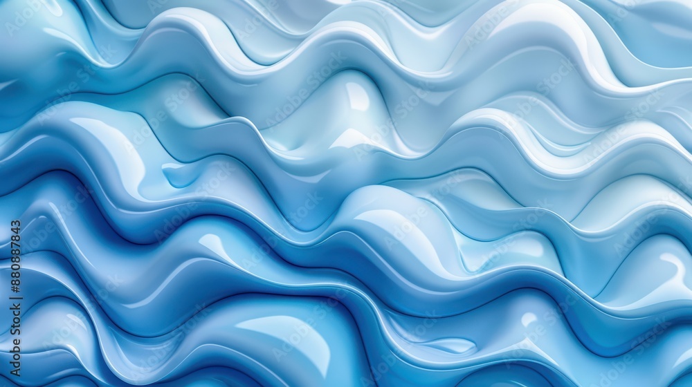Fototapeta premium 3D cartoon wave models, densely arranged, minimalistic style, top-down view