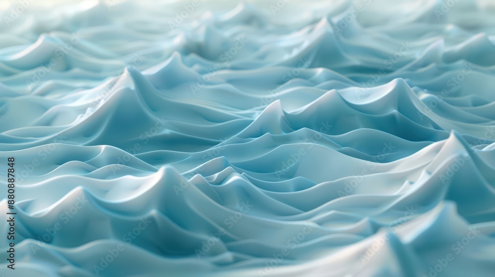 Obraz premium 3D cartoon wave models, densely arranged, minimalistic style, top-down view